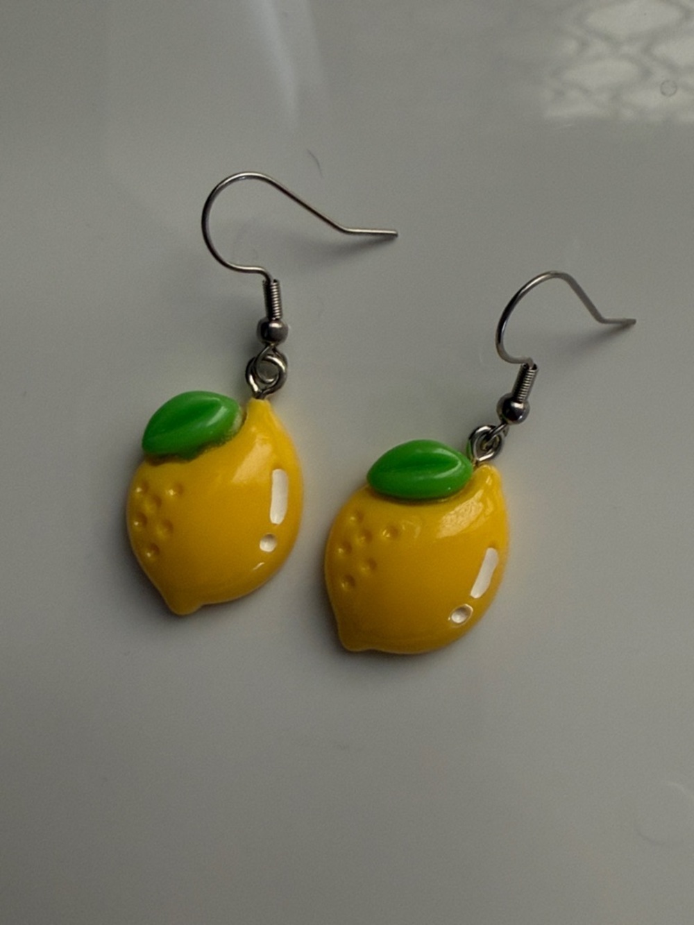 Cute Lemon Drop Dangle Resin Earrings - Yellow & Green